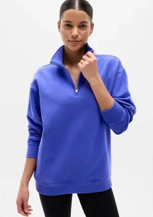 New Athleta XS Forever Fleece 1/4 Zip Sweatshirt Borealis Purple X-Small thumbnail 1