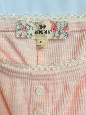 Pink Republic Y2K Pink Ribbed Flare Pajama Lounge Pants M thumbnail 3