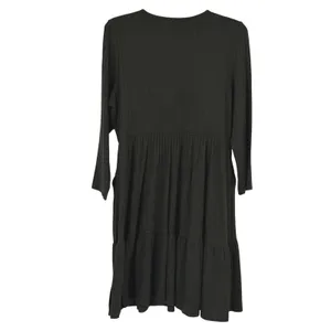 Torrid Size 2 18/20 Olive Ribbed Knit Tiered Midi Dress Long Sleeve Pockets thumbnail 2