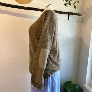 Banana Republic Tan Unisex Lambswool Alpaca Knit Elbow Patch Sweater Size XL thumbnail 4