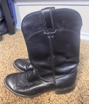 Laredo Black Leather Western Roper Boots Womens 8 Mens 6.5 7902 Made in USA thumbnail 1