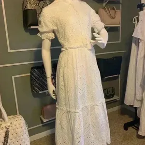 Collection by cezele 100% Cotton Eyelet Ruffle Summer Casual Dress SZ M. L-14 thumbnail 9