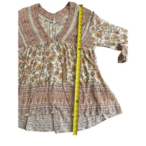 Free People Moonlight Dance Oversize Floral Printed Tunic Top Ivory Combo Boho M thumbnail 7