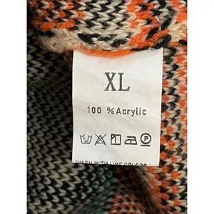 Source Unknown Halloween Sweater XL Black Cat Pumpkin Jack O Lantern Cream Knit Pullover thumbnail 3
