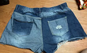 Color Block Denim Short Shorts Size 1XL thumbnail 2