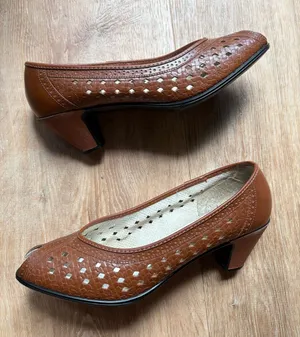 40s pinup peeptoe heels Brown Size 8 thumbnail 1