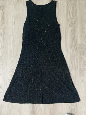 Vintage Y2K Little Black Sparkle Dress Sz XS Slinky Glitter Formal Wedding Guest thumbnail 4