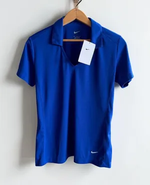 Nike Golf Womens Dri-FIT V-Neck Polo Shirt Royal Blue 637165-417 Size M NWT thumbnail 1