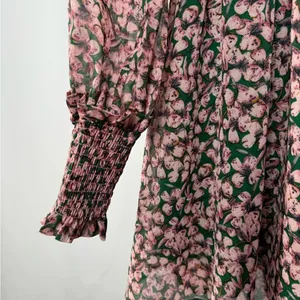 Lulus Floral Forever Print‎ Smocked Skater Dress in Green and Pink Size M thumbnail 6