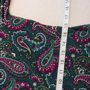 Tommy Hilfiger Womens Paisley Puff Sleeve Fit and Flare Dress Teal Pink Size 10 thumbnail 9