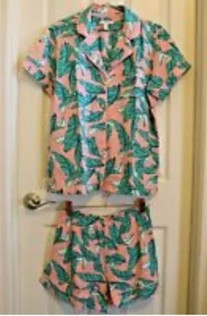 Mae Palm Tree Pajama Set Pink thumbnail 1