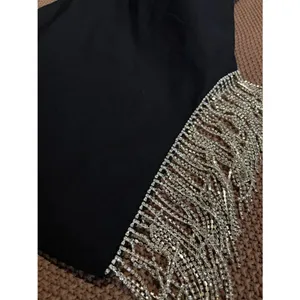 White Fox Black Rhinestone Fringe Mini Dress | Size Medium thumbnail 7