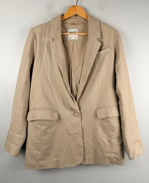 Abercrombie & Fitch Tan Single-Breasted Linen cotton Blazer Jacket size small thumbnail 1