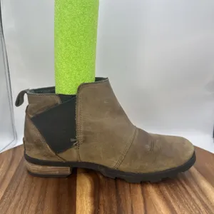 Sorel Emelie Chelsea Ankle Boots Bootie Brown Leather Waterproof Women's‎ 8 thumbnail 5