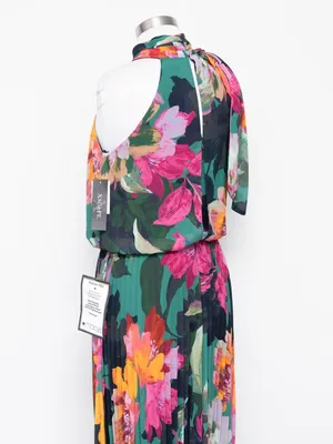 XSCAPE - Gia Floral Print Pleated Chiffon Halter Maxi Dress thumbnail 11