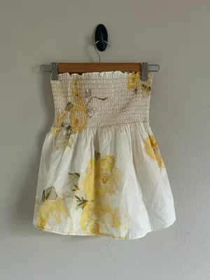 Banana Republic Strapless Floral Smocked Top Size XS thumbnail 2