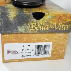 Bella Vita Size-7W Women's Heels Carmen Silver Micro Suede‎ Stones Sandals thumbnail 2