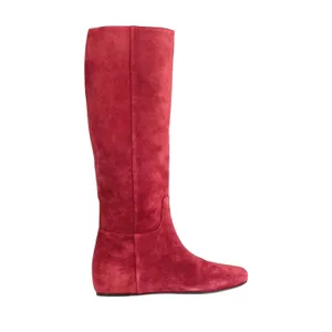 Longchamp Red Brick Suede Knee High Riding Boots Flat Leather EU 37 thumbnail 2