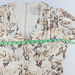 Gal Meets Glam 11G White Floral Midi Dress Puff Sleeve Button Front Size 12‎ thumbnail 10