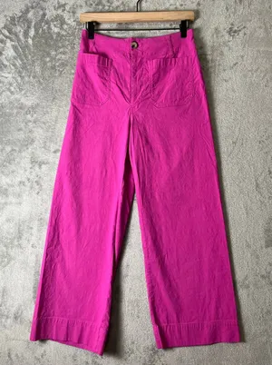 Maeve by Anthropologie The Colette Pink Wide Leg Pants Linen Blend Size 27 thumbnail 1