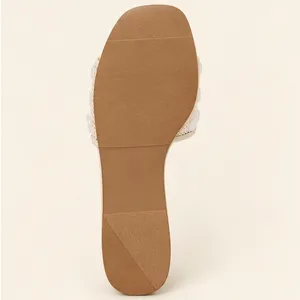 A New Day Elain Ivory Mesh Sequin Slide Sandals Square Toe Memory Foam 6.5 thumbnail 6
