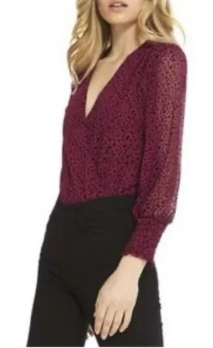 MISA Size S Body‎ Suit Star Blouse Maroon Black thumbnail 1