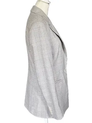 H&M Glen Plaid Single Button Notch Lapel Suit Jacket Lined Blazer Size Small thumbnail 2
