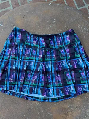 Y2K Blue and purple plaid mini tennis golf athletic skirt with ruffle hem sz M thumbnail 5
