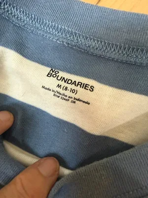 No Boundaries Steel Blue & White Striped Baby T Tee Shirt Top Size M 8-10 thumbnail 5