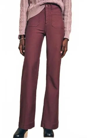 Faherty Stretch Terry Patch Pocket Wide Leg Pant Burgundy Catawaba Grape Size 26 thumbnail 1