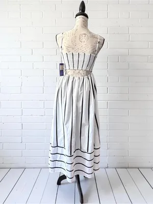 Striped Smocked Back Spaghetti Strap Maxi Sundress Size Small NWT thumbnail 4