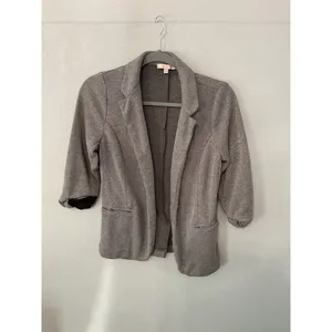 Skies Are Blue Womens Blazer Gray Knit Open Front 3/4 Sleeve Size Small thumbnail 4