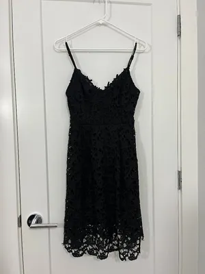 ASTR Small Black Eyelet Lace Cutout Midi Dress thumbnail 4