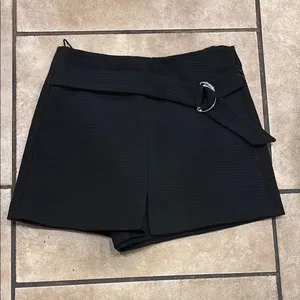 Zara Black Knit High Waisted Belted Skort thumbnail 1