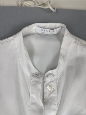 HUNTER BELL White Tiered Button-Front Maxi Dress (FLAWED)
Size: Small thumbnail 2