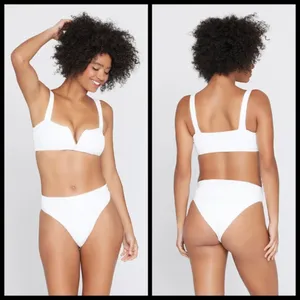 💕L*SPACE💕 Ribbed Lee Lee Bikini Top ~ White Medium NWT thumbnail 13