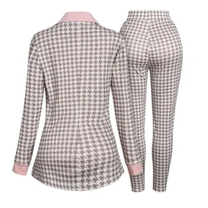 Long Sleeve 2 Piece Houndstooth BodyCon Pantsuit Jacket & Pants Set *Size L READ thumbnail 15