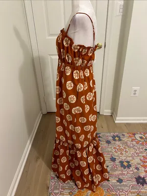 Free People Leanna Bandeau Tube Maxi Dress In Brick Combo Cotton NWT Size Large thumbnail 9