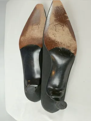 Vintage Stuart Weitzman Pointed Toe Kitten Heels with‎ Embellished Buckle Black thumbnail 9