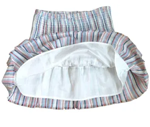 Coquette Colorful Smocked Waist Tiered Mini Skirt, Lined Blue Red White S NWOT thumbnail 3