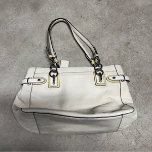 Vintage Coach Cream White Colette Leather Carryall Bag Purse No. J1020-16460 thumbnail 4