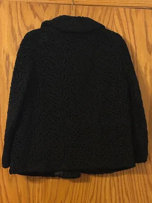 Lustrelam by Halldon LTD Vintage Curly Persian Classic Black Peacoat - Size M? thumbnail 2