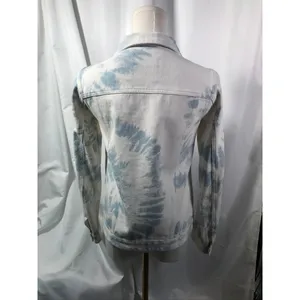 Altar'd State Blue Ivory Tie Dye‎ Denim Jacket J1283DNAS Small Cloud Wash Boho thumbnail 3