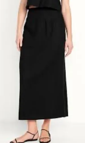 Old navy black linen midi skirt size xs thumbnail 1