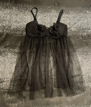 Womens M Victoria's Secret Black sheer babydoll lingerie top thumbnail 1