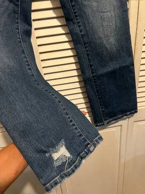 Risen Jeans Womens 11/30 Blue Mid Rise Crop Straight Distressed RDP5301 thumbnail 3