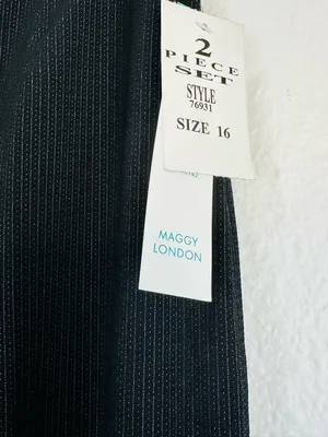 Maggy London Black Pinstripe Wide-Leg Pants thumbnail 7