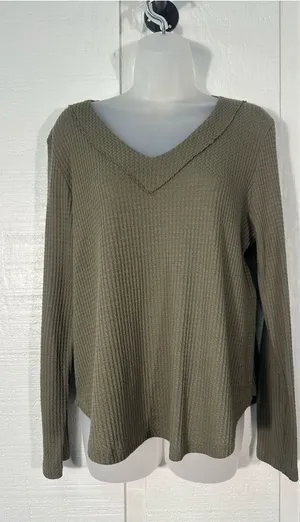 Altard State Green Waffle Top Size Large EUC thumbnail 1