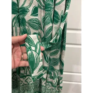 FIG + FLOWER Green Tropical Floral Midi Dress size Large Modest Preppy Teacher thumbnail 5
