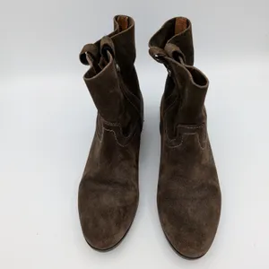 Frye Sarah Shortie Womens 8M Brown Suede Western Ankle Boots Almond Toe Low Heel thumbnail 4